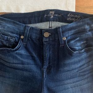 7 for all mankind dark-wash skinny jeans